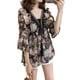 thumbnail image 3 of Top de manga con cuello en V suelto de gasa con estampado floral de talla grande para mujer (marrón) (XXL) Ndcxsfigh Para estrenar, 3 of 8