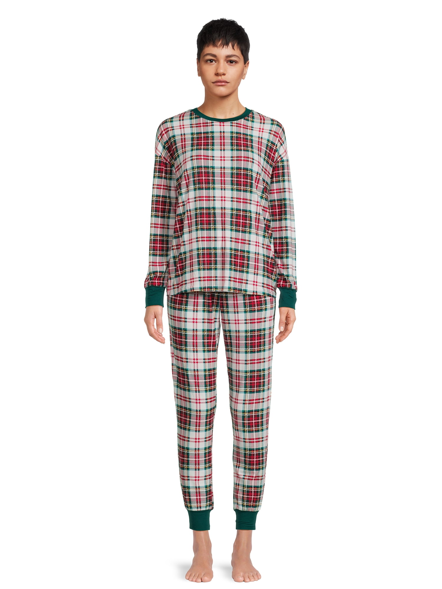 Jolly Jammies Women's Holiday Plaid Matching Family Pajama Set, 2-Piece, Sizes S-3X