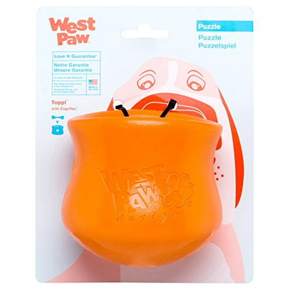West Paw Zogoflex Toppl Treat Dispensing Dog Toy Puzzle – Interactive Chew Toys for Dogs – Dog Toy for Moderate Chewers, Fetch, Catch – Holds Kibble,
