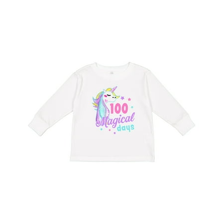 

Inktastic 100 Magical Days with Unicorn and Stars Gift Toddler Toddler Girl Long Sleeve T-Shirt