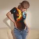 thumbnail image 3 of Balery Red And Blue Fire Skull Warrior Body de cuello redondo de manga corta para mujer Tops de manga corta Tops básicos-X-Large, 3 of 7