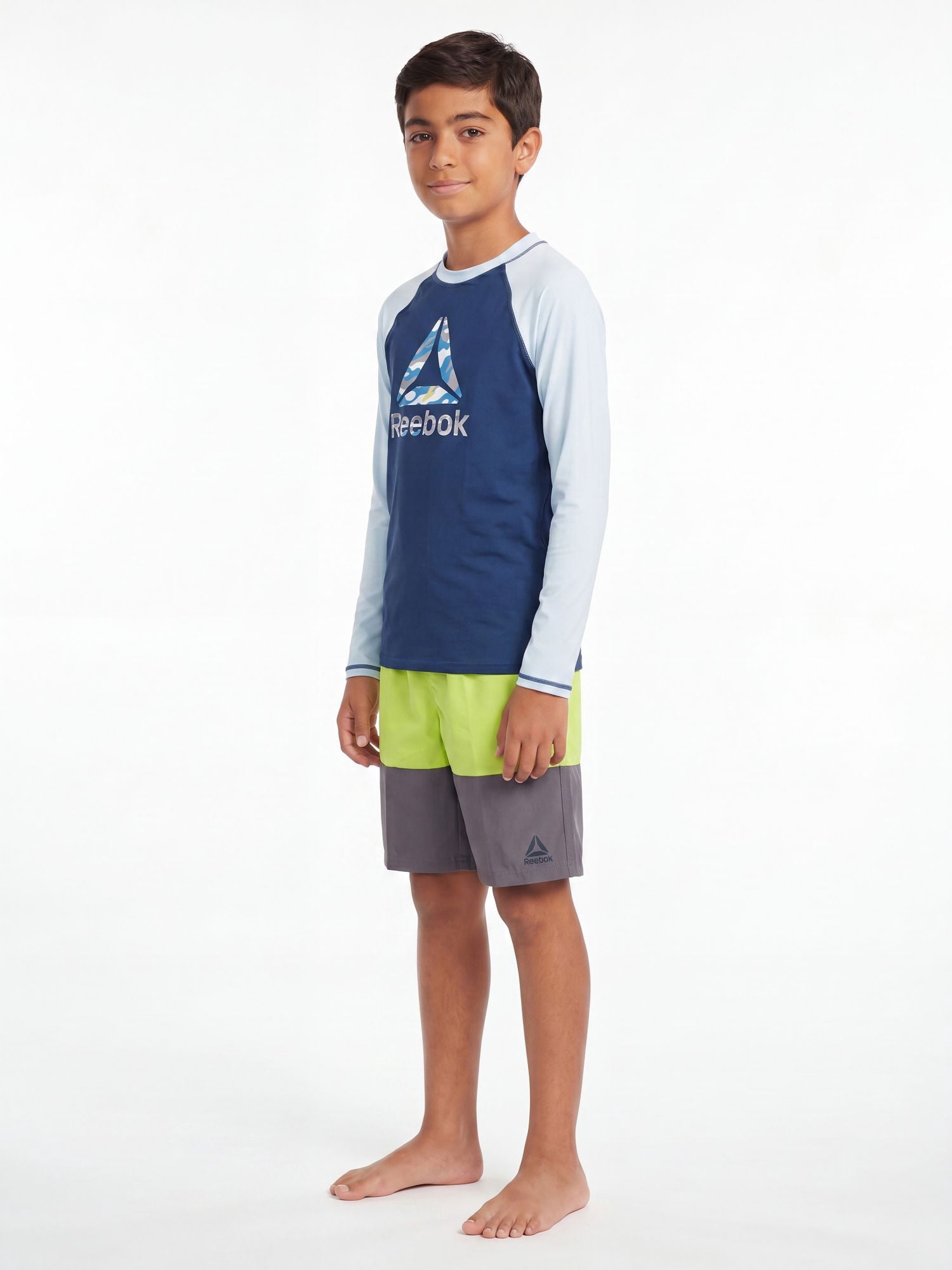 Reebok Boys Long Sleeve Rashguard with UPF 50+ Protection, Sizes 4-18