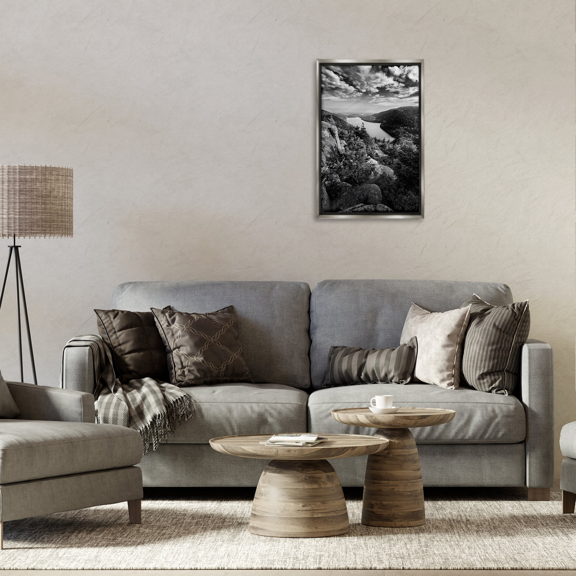 Stupell Industries Looking Over Cliffs Landscape Landscape & Nature Photography Gray Floater Framed Canvas Art Print Wall Art, 17 x 25