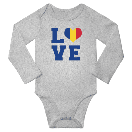 

Love Romania Heart Flag Baby Long Slevve Jumpsuits Clothes (Gray 12-18 Months)