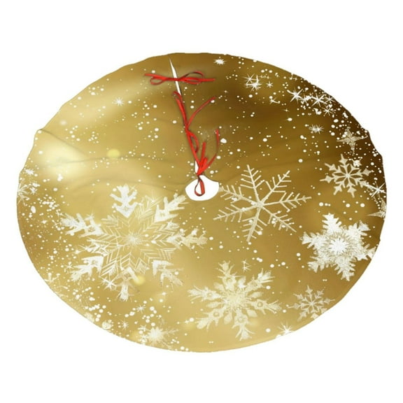 Christmas Tree Skirt 30" Elegant Gold Christmas Snowflake (4) Xmas Tree Skirts Mat for New Year Holiday Christmas Party Decorations
