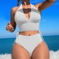 thumbnail image 2 of Afdoent Tankini Swimsuits For Women Solid Drawstring Side Tank Top Brief Tankini Swimwear Set Swimwear, 2 of 6