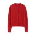 thumbnail image 1 of Printemps 2024 Cardigan Rouge pour Femmes Manches Longues Col Rond Bouton avant Manteau Pull Féminin, 1 of 5