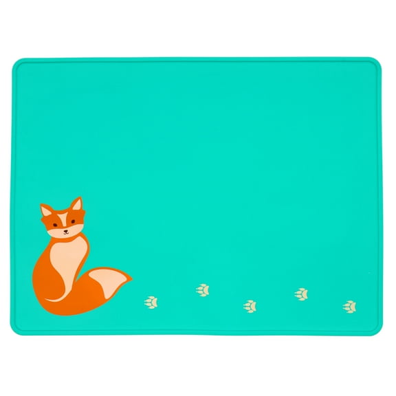 Silly Goose Silicone Placemat for Babies and Toddlers, Cute Fox Design, Stain Resistant, Non-Slip Table Setting Placemat for Dining, Dishwasher Friendly