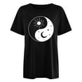 thumbnail image 4 of SMihono Hauts pour Femmes Été Décontracté Vintage Col Rond Imprimé Motif Manches Courtes Blouse T-shirt Oversize pour Femmes 2023, 4 of 5