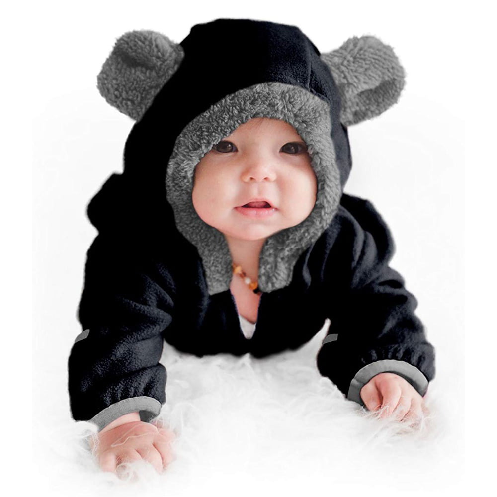 Infant Pajamas Kids Hooded Romper Outerwear Toddler Jacket Fleece Baby Bunting Bodysuit 