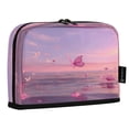 thumbnail image 2 of Standing Pencil Case with Base Large Capacity Stationery Pouch Pen Bag with Zipper for Women Men Pink Butterflies Flying, 2 of 7