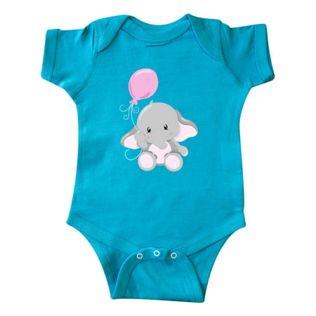 

Inktastic Cute Elephant Holding Pink Balloon Gray Elephant Gift Baby Boy or Baby Girl Bodysuit