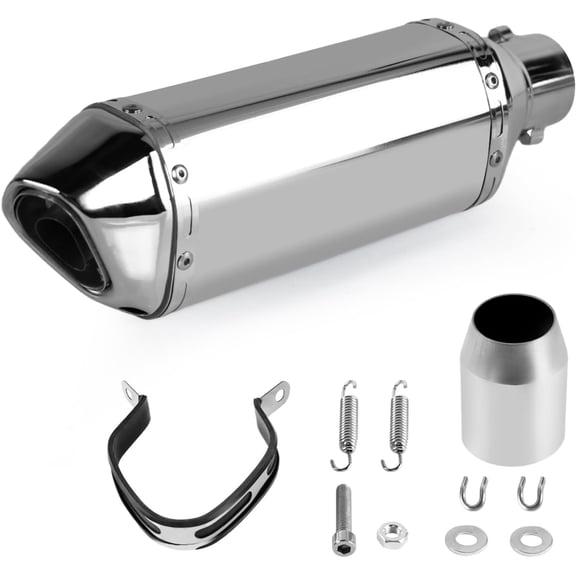MRY Motorcycle Slip-On Muffler, 1.5-2" Universal Exhaust with Removable DB Killer, for Street/Sport Motorcycles, Scooters, Dirt Bike, ATV, 38-51mm Inlet, Plating