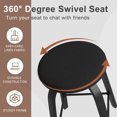 thumbnail image 5 of Swivel Bar Stools Set of 2 Bar Height Backless 30 Inch Fabric Upholstered Seat Wood Legs Metal Footrest Mid Century Modern Stools for Home Bar and Restaurant All Black, 5 of 10