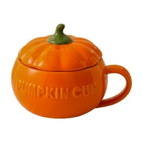 MERILER Thanksgiving Day Cute Ceramic Pumpkin Bowl with Lid - Microwaveable and High-Temperature Resistant Halloween Tableware