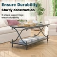 thumbnail image 3 of VECELO Rectangle Coffee Table with Storage Shelf, Modern X-Design Side Metal Frame for Living Room Office, Black, 3 of 10