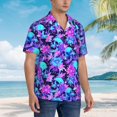 thumbnail image 3 of Susaid Flower Happy Skull Print Short Sleeve Shirts Button Down Casual Shirts Summer Beach Aloha Button Down Short Sleeve for Men ,, 3 of 7