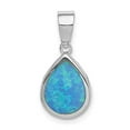 thumbnail image 3 of 925 Sterling Silver Rhodium Plated Synthetic Opal Polished Teardrop Shaped Pendant, 3 of 5