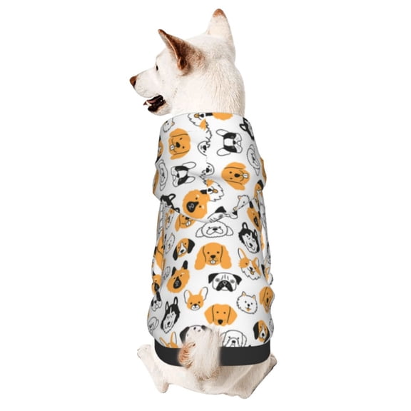 Honeii Dog Faces Print Small Dog Hoodies Pet Hooded Sweatshirts Fall Winter Puppy Cat Sweaters Warm Clothes for Small Dogs Outfits Costume-X-Small