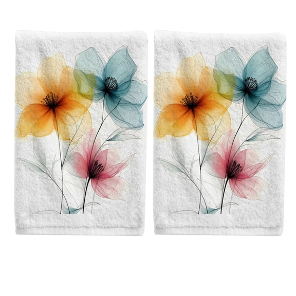 Watercolor Flower-a3 Hand Towels Set for Bathroom Cotton Face Towel Decorative 15.5x29.5 inch