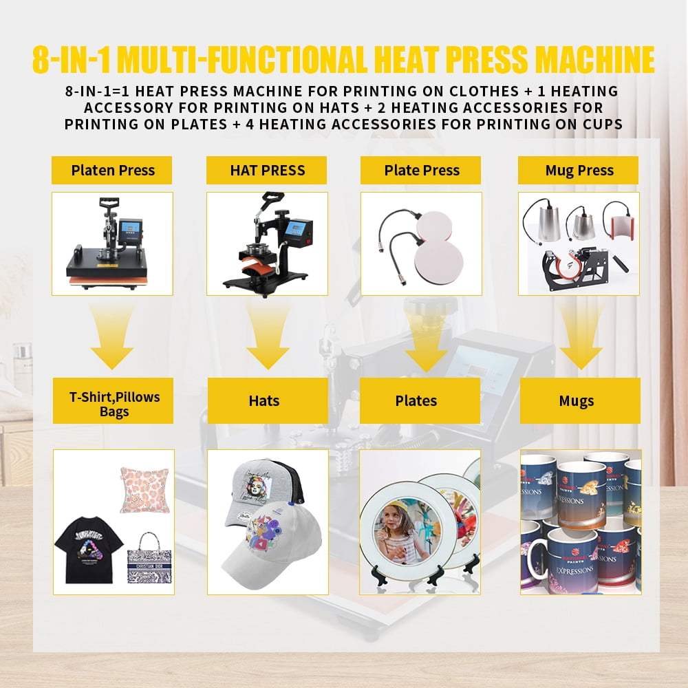Cheap 38*38CM 5 in 1 Combo Heat Press Printer Sublimation Machine Heat Press Machine for T-shirts Plates/Cap/Mug/Phone Covers et