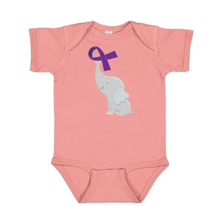 

Inktastic Purple Awareness Ribbon Elephant Gift Baby Boy or Baby Girl Bodysuit