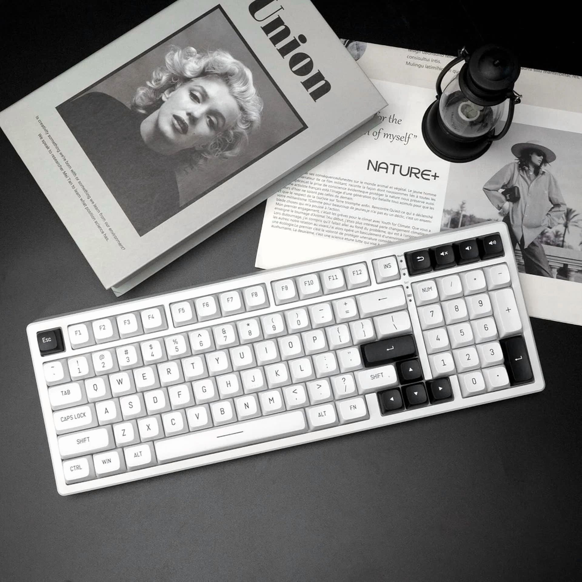 RHEA- White Keycaps Xvx Double Shot Pbt 137 Keys Custom White And Black Keyboard New