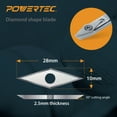 thumbnail image 2 of POWERTEC 71829 3 Pieces Tungsten Carbide Cutter Insert Set for Wood Lathe Turning Tools with 11mm Radius Edge Square, 10mm Round & 10 x 28mm Diamond, Replacement for 71825 Wood Lathe Chisel Set, 2 of 7