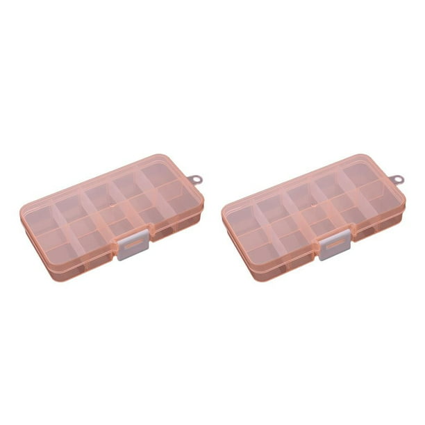 Bearachild Caja de almacenamiento de 10 compartimentos, práctica caja de plástico ajustable para anillos de cuentas, organizador de exhibición de joyas Naranja 2piezas Bearachild CBP001512
