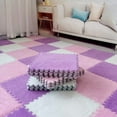 thumbnail image 5 of 16pcs 0.6" Thickened Interlocking Tile Mats,Fluffy Shaggy Soft EVA Foam Area Rug for Living Room & Bedroom,Non-Slip Protective Floor Carpet Play Mat Kids Baby Dorm Home Decor (11.8ft, Purple), 5 of 15