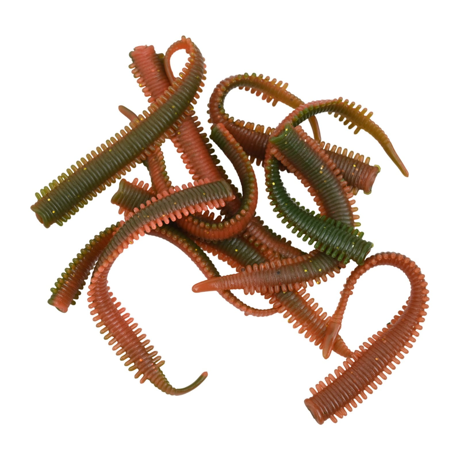 GRIMPEX 10Pcs Simulation Sand Silkworm Fishing Lure Sea Earthworm Float False Bait 8X0.5cm Tpr Earthworm Red Worm Baits Simulate Lures No. 1 Green Brown