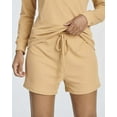 thumbnail image 5 of 2 Pack: Women's Ribbed Knit Long Sleeve Top and Shorts Pullover Lounge Pajama Set (Available In Plus Size), 5 of 6