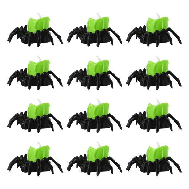 Gran venta 12pcs Halloween Spider Candle LED Light Ghost Head Atmosphere Light Haunted House Party Decoration Ornaments Candle