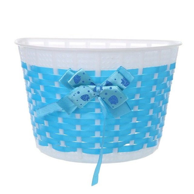 Bicycle Basket Children Bike Plastic Knitted Bow Knot Front Handmade Bag