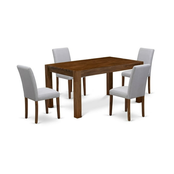 East West Furniture Celina 5-Piece Wooden Dining Set in Natural Walnut/Gray