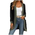 thumbnail image 3 of Women's Long Sleeve Loose Fit Solid Color Knit Cardigan Placket Open Front Tops Comfy Soft Lightweight Casual Daily | CSEONE,Army Green L, 3 of 6