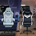 thumbnail image 2 of GTRACING GTW-300 Ergonomic Adjustable Height Reclining Fabric Gaming Chair, Black/White, 2 of 10