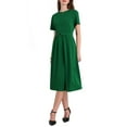 thumbnail image 4 of INSPIRE CHIC Women's A-Line Summer Dress Crew Neck Short Sleeve Belted Casual Work Flare Dresses S Green, 4 of 5