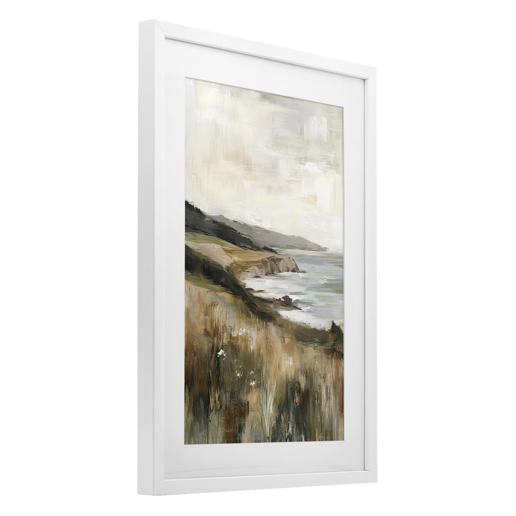 Stupell Industries Northern Coast Cliffside White Framed Print Under Glass, design by Petal Prints Design