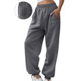 thumbnail image 2 of Baggy Sweatpants Women Casual Drawstring Pants High Waist Cinch Bottom Workout Joggers Lounge Trousers With Pockets, 2 of 5