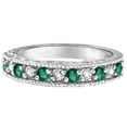 thumbnail image 3 of Designer Diamond and Emerald Ring Band in 14k White Gold (0.59 ctw), 3 of 6