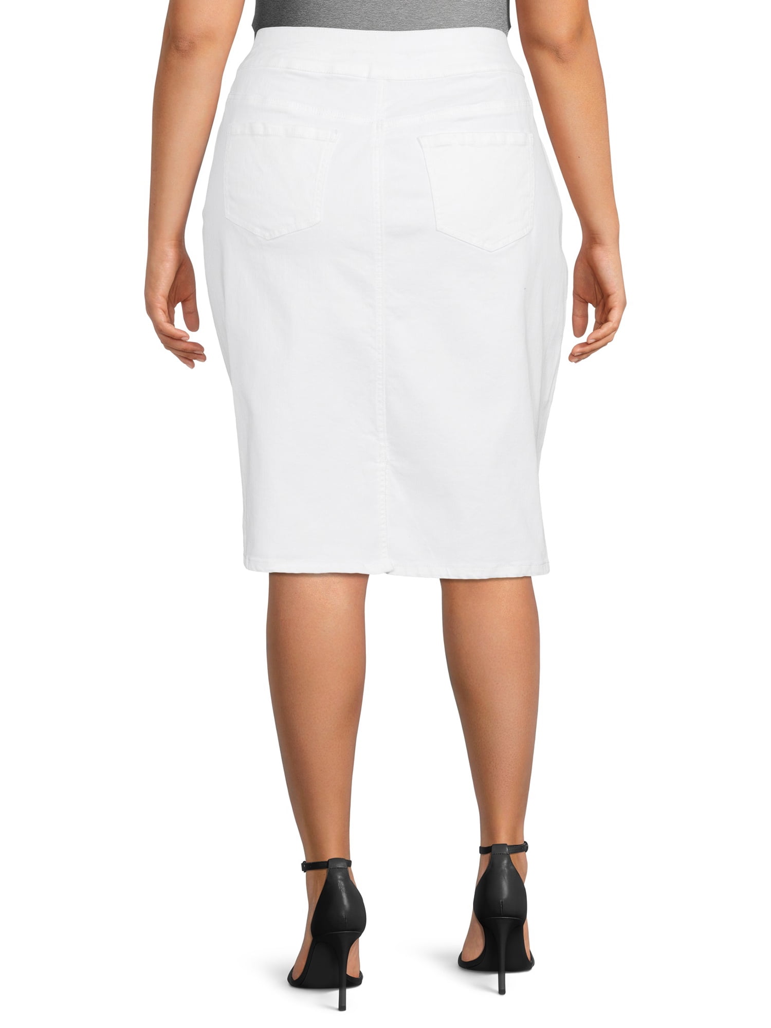 Women's plus size white denim skirt cheap