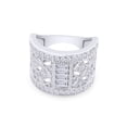 thumbnail image 2 of 1.88 CT Round And Baguette Cut White Simulated Diamond Art Deco Engagement Ring In 14K White Gold Over Sterling Silver (Color: White, Clarity: VVS1-VVS2, 1.88 Cttw) -7.5, 2 of 8