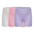 thumbnail image 4 of iixpin Kids Girls 3 Pack Ice Silk Shorts Dance Bike Shorts Gymnastics Yoga Athletic Bottom Safety Shorts Under Dress White&Pink&Purple 7-8, 4 of 6