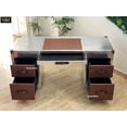 thumbnail image 3 of NauticalMart Aluminum Desk Leather Top Aviator Vintage Home Decor Furniture with Storage Drawers Writing Table, 3 of 6