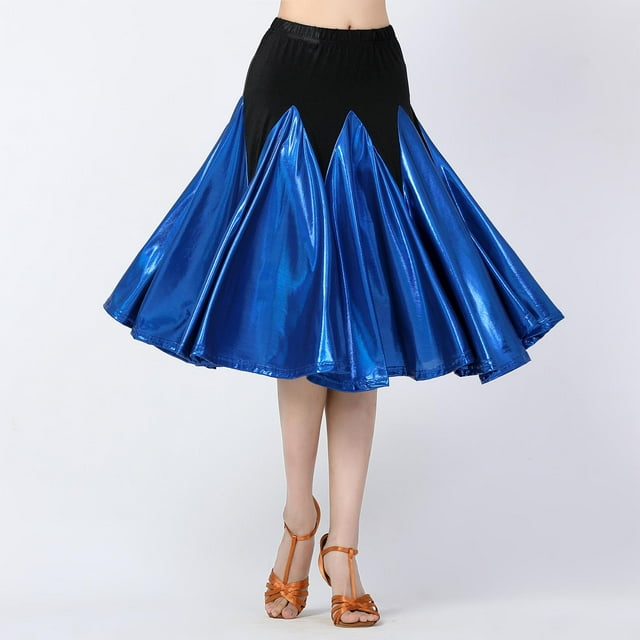 de baile para mujer Tango moderno adultos Flamenco cinturo elástica escenario latino ropa de baile ropa larga oscilante , Azul, l Yinane vestido de baile latino