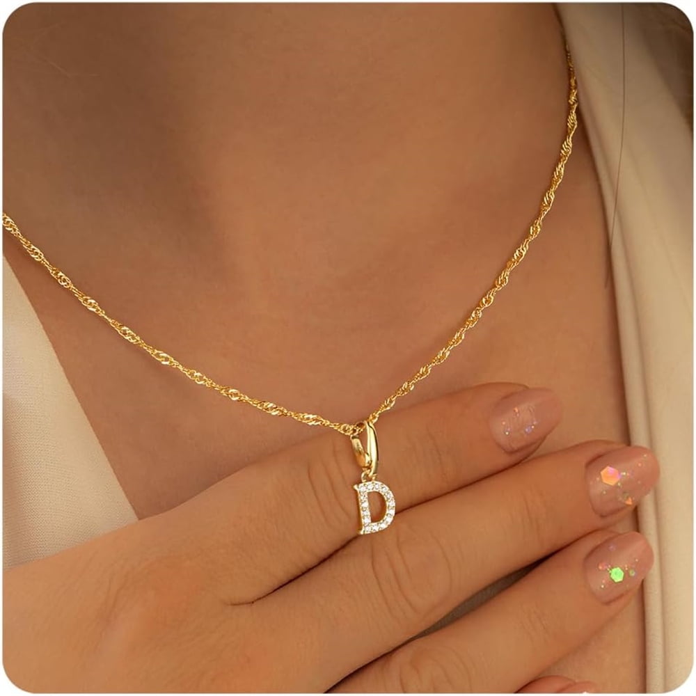 Turandoss 18K Gold Plated Heart Initial Cz Necklace for Women Girls Dainty Cubic Zirconia Letter A-Z Choker Pendant Jewelry Trendy Fashion Accessories Personalized Christian Gifts for Women Girls