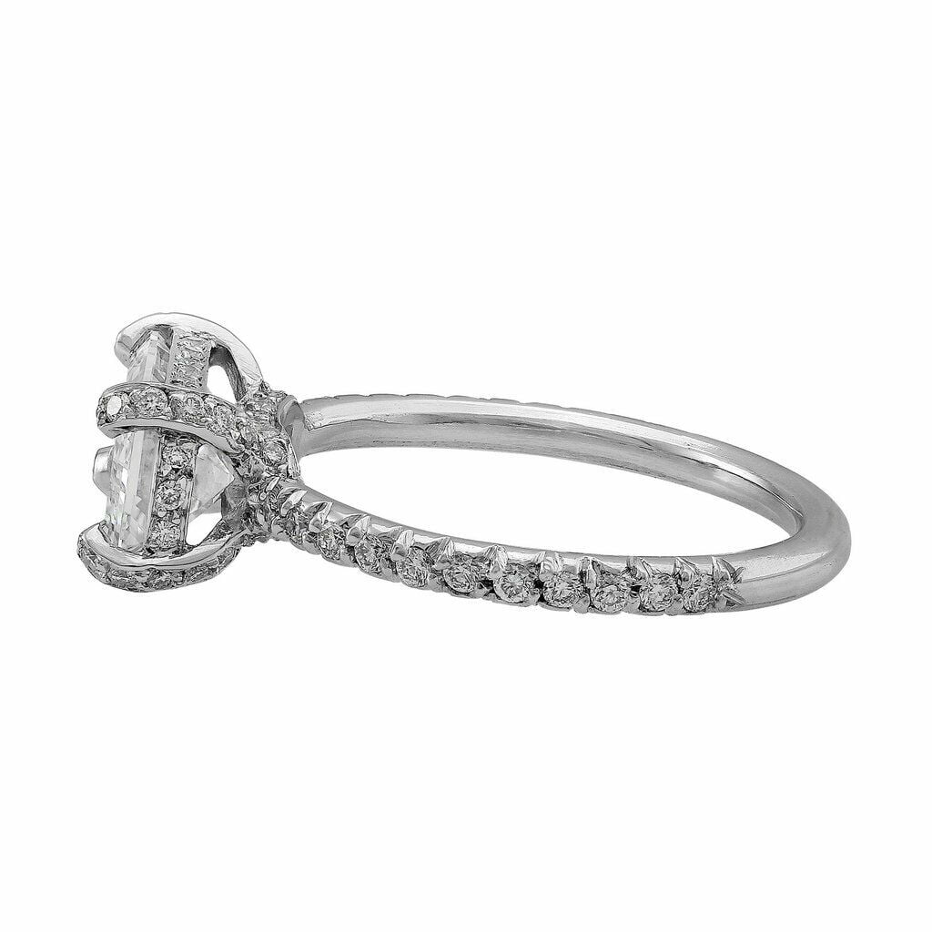 HeartsAndYou 3ct East West Emerald Cut Moissanite Solitaire Engagement Ring for Women 18k White Gold over Silver