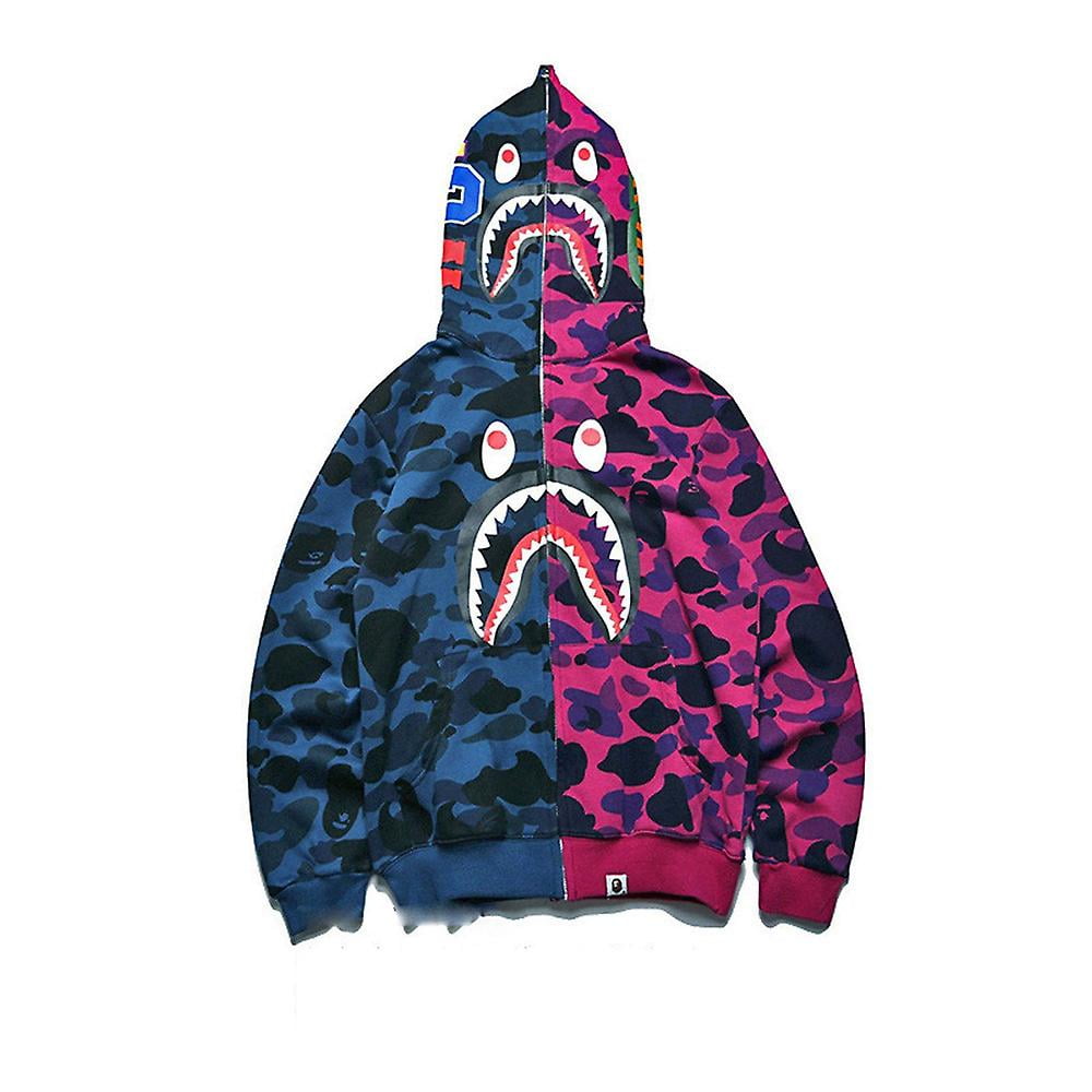 Half blue half purple bape hoodie outlet