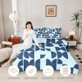 thumbnail image 4 of Manfei Mid-Century Geometric Full Size Comforter Sets, Navy Semicircle Bedding Comforter Set, Navy Light Blue, Navy Reversible 3pcs, 1 Comforter and 2 Pillowcases, 4 of 6